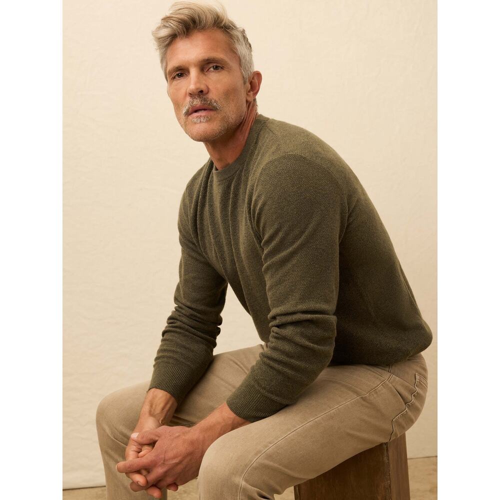 Faherty Cashmere/Cotton Blend Sconset Crewneck Sweater in Green- Size XL